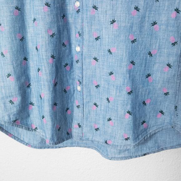 Bonobos Men's Surf Shirt Blue Size Medium Pineapple Print Button Down Summer - Picture 6 of 8